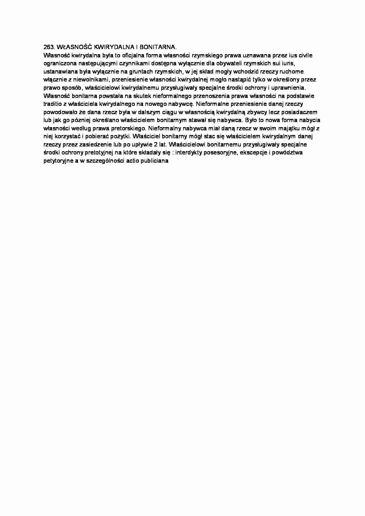 Własność kwirydalna i bonitarna-opracowanie - strona 1