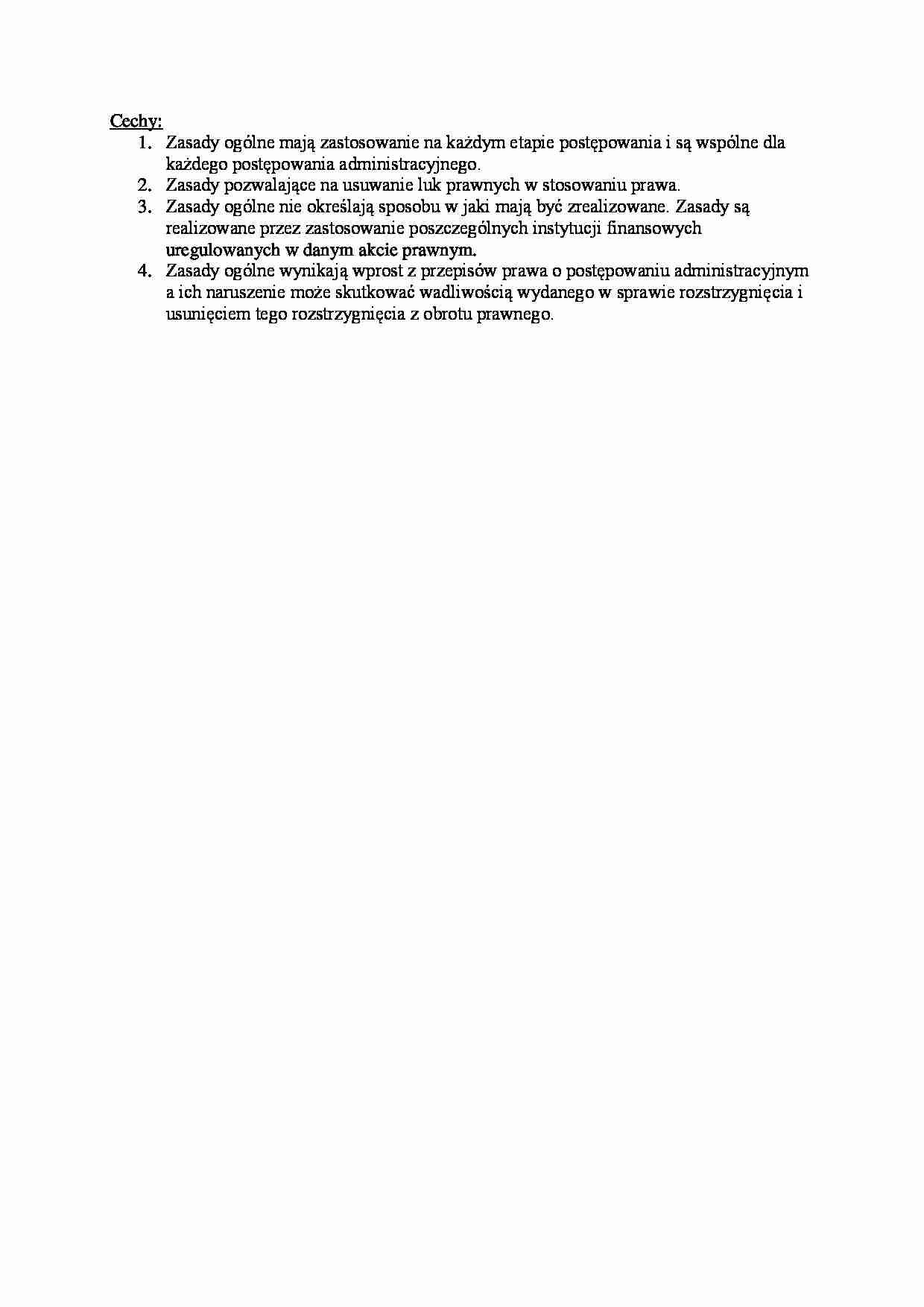 Cechy zasad ogólnych postępowania-opracowanie - strona 1