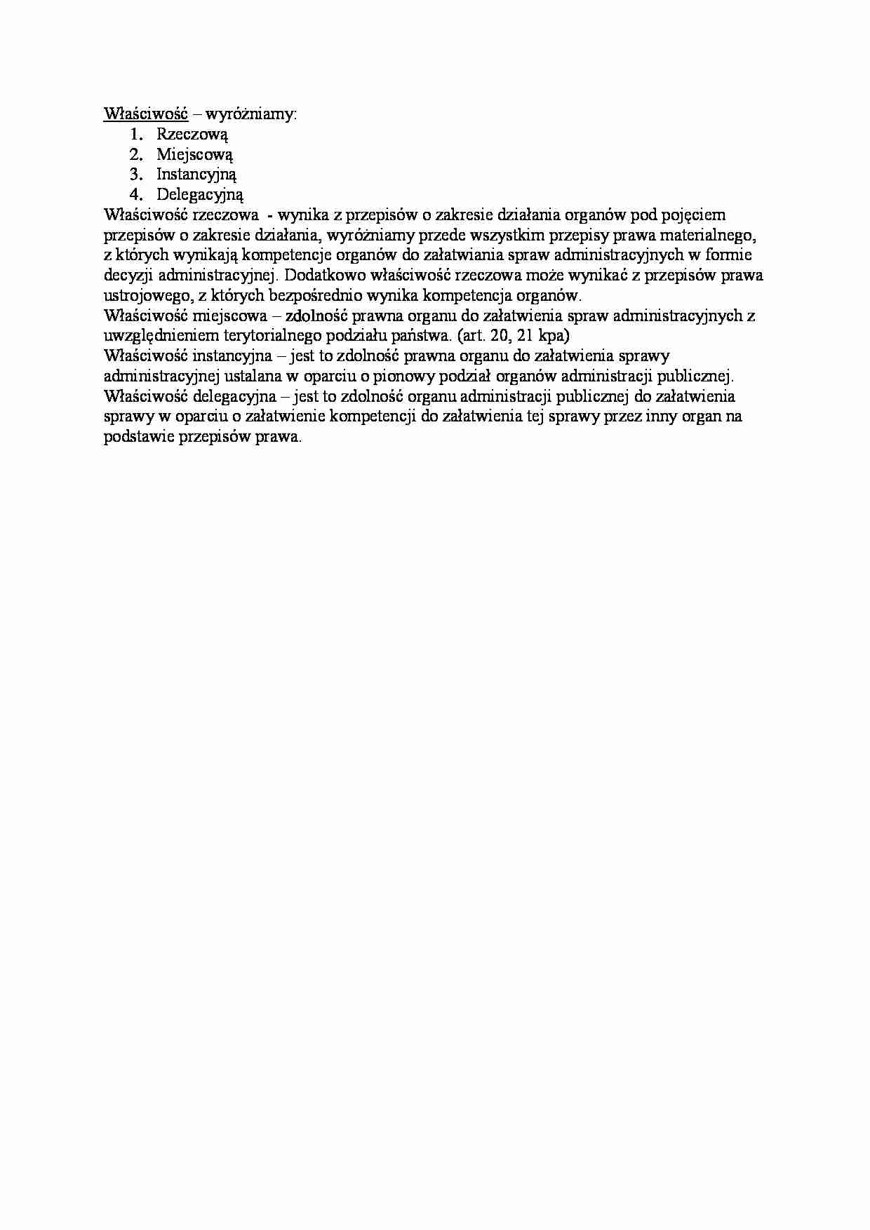 Właściwość organów administracyjnych-opracowanie - strona 1