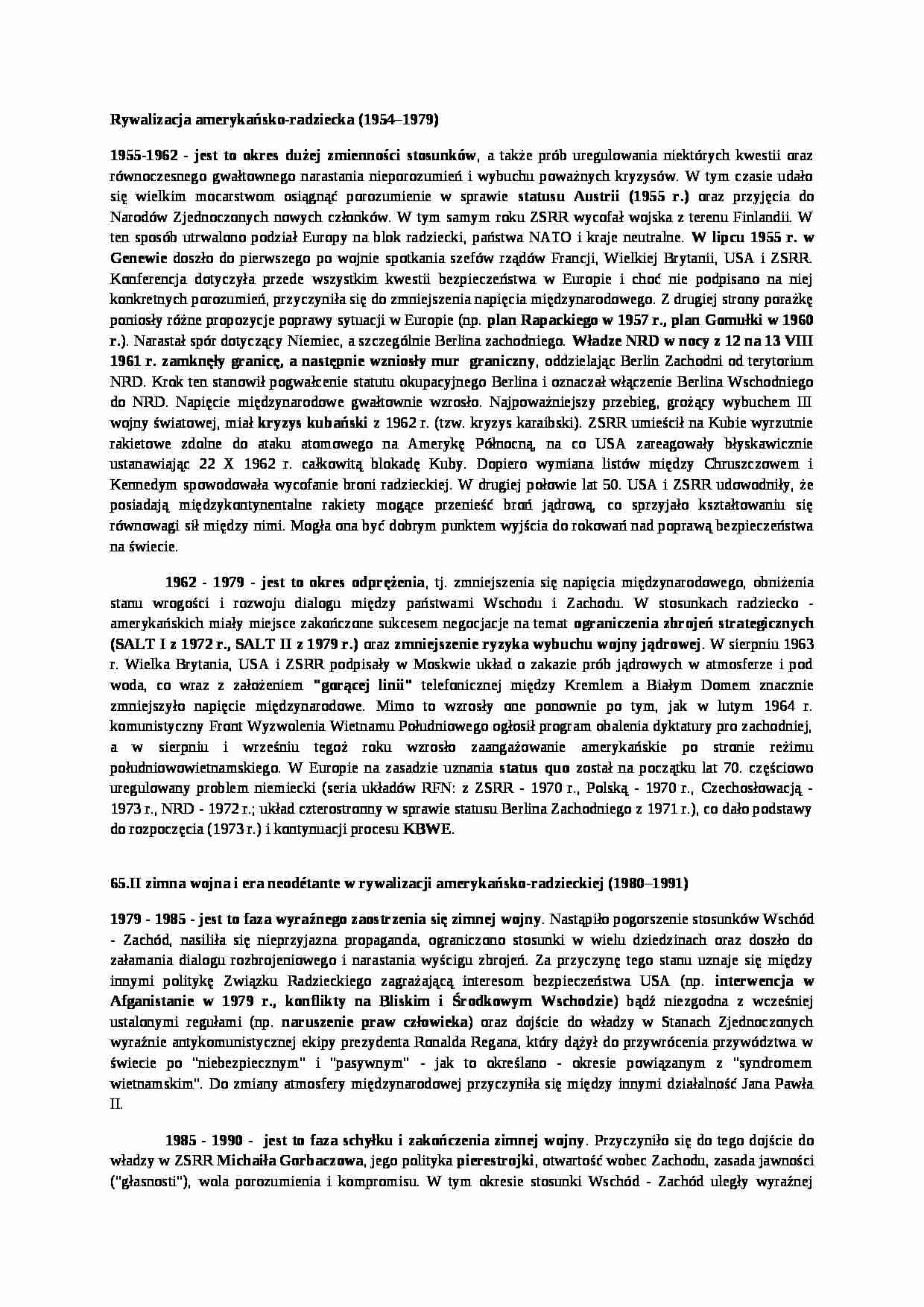 Rywalizacja amerykańsko-radziecka 1954-1979- opracowanie - strona 1