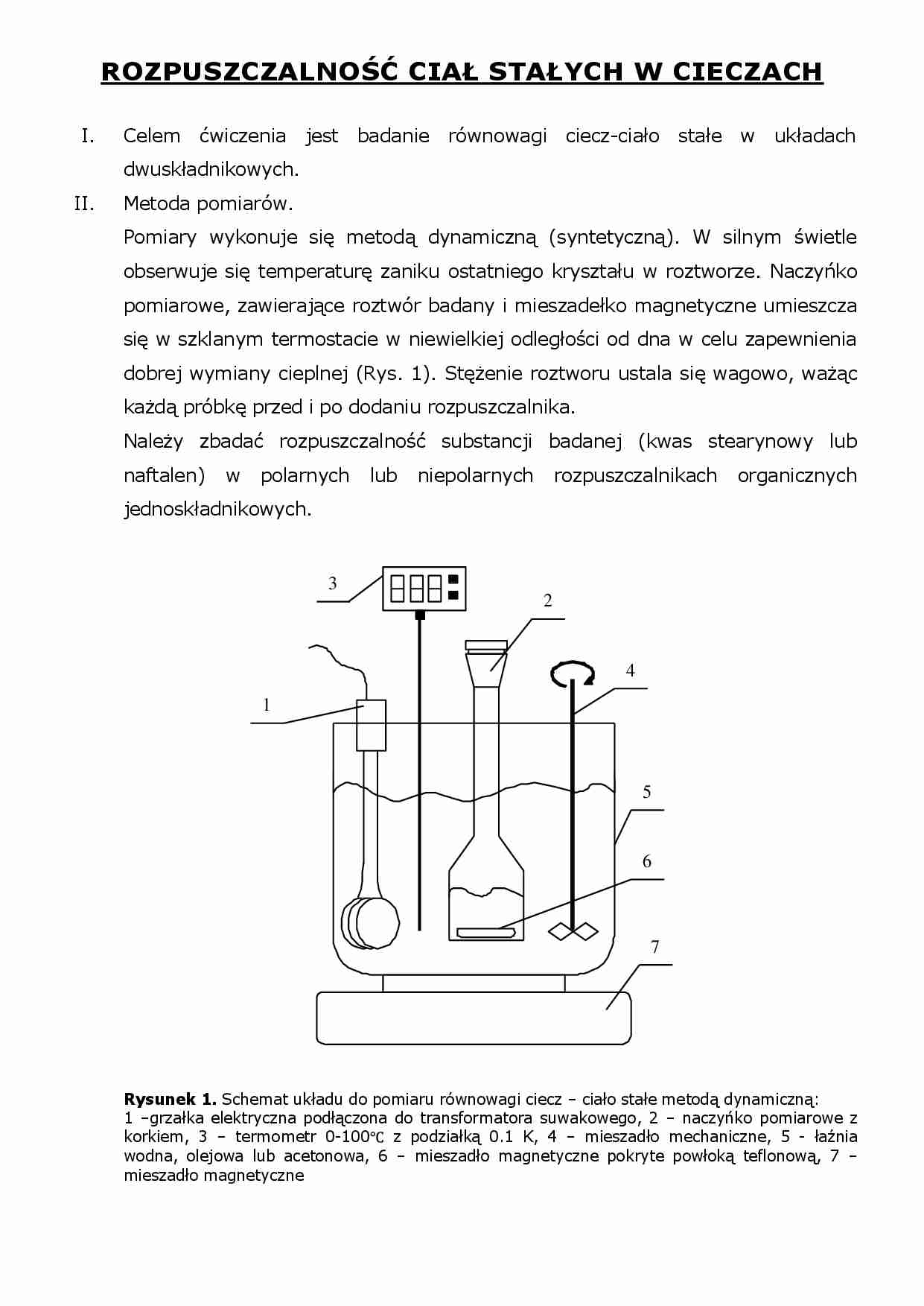 Rozpuszczalność ciał stałych w cieczach - Metody pomiarów - strona 1