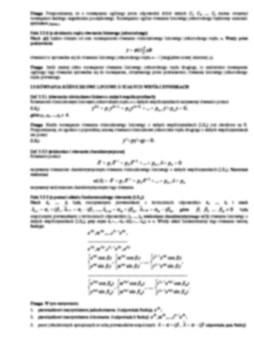 Wykład - równania różniczkowe liniowe wyższych rzędów - strona 2
