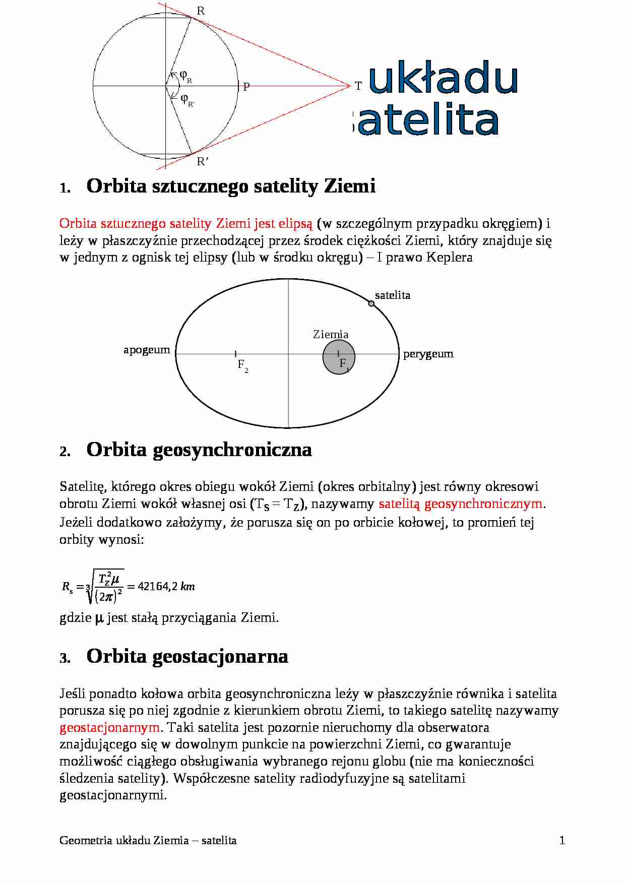 Wykład - geometria układu ziemia-satelita - strona 1