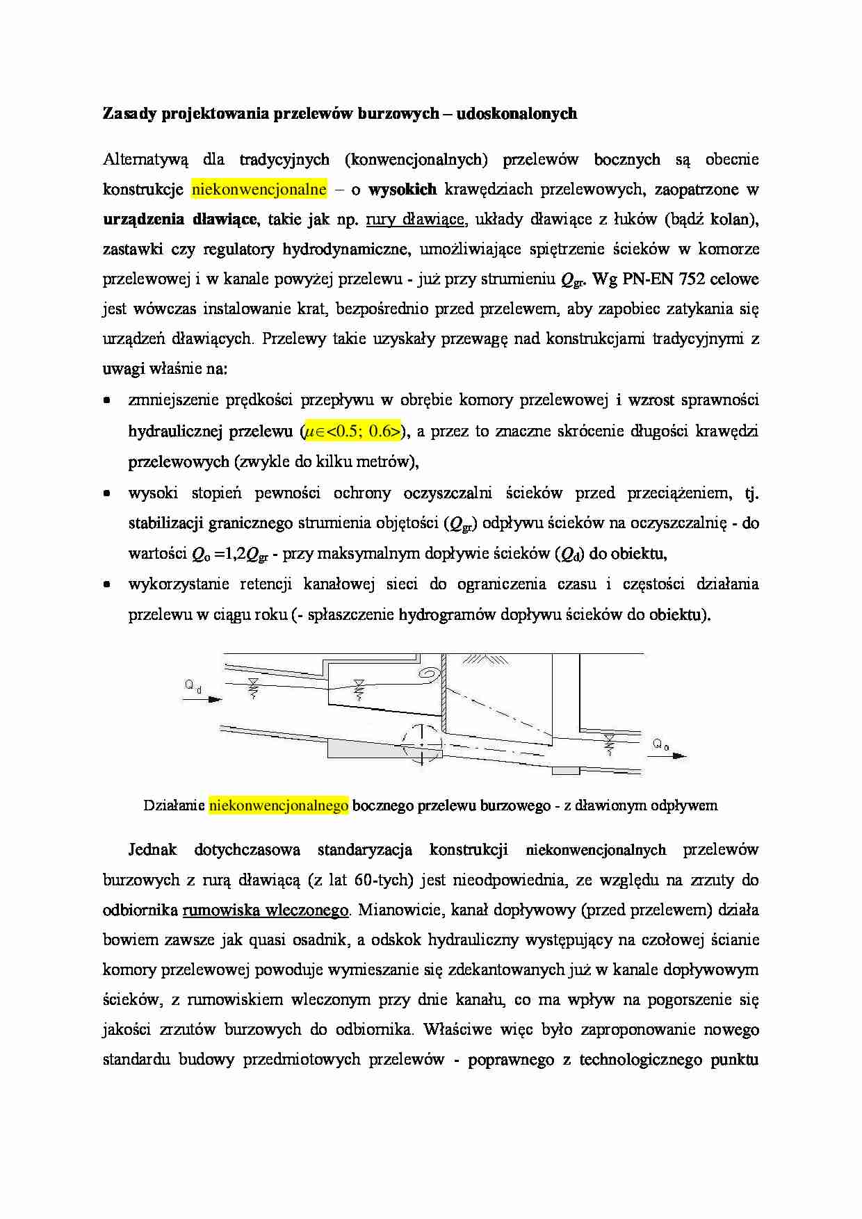 Zasady projektowania przelewów burzowych - wykład - strona 1