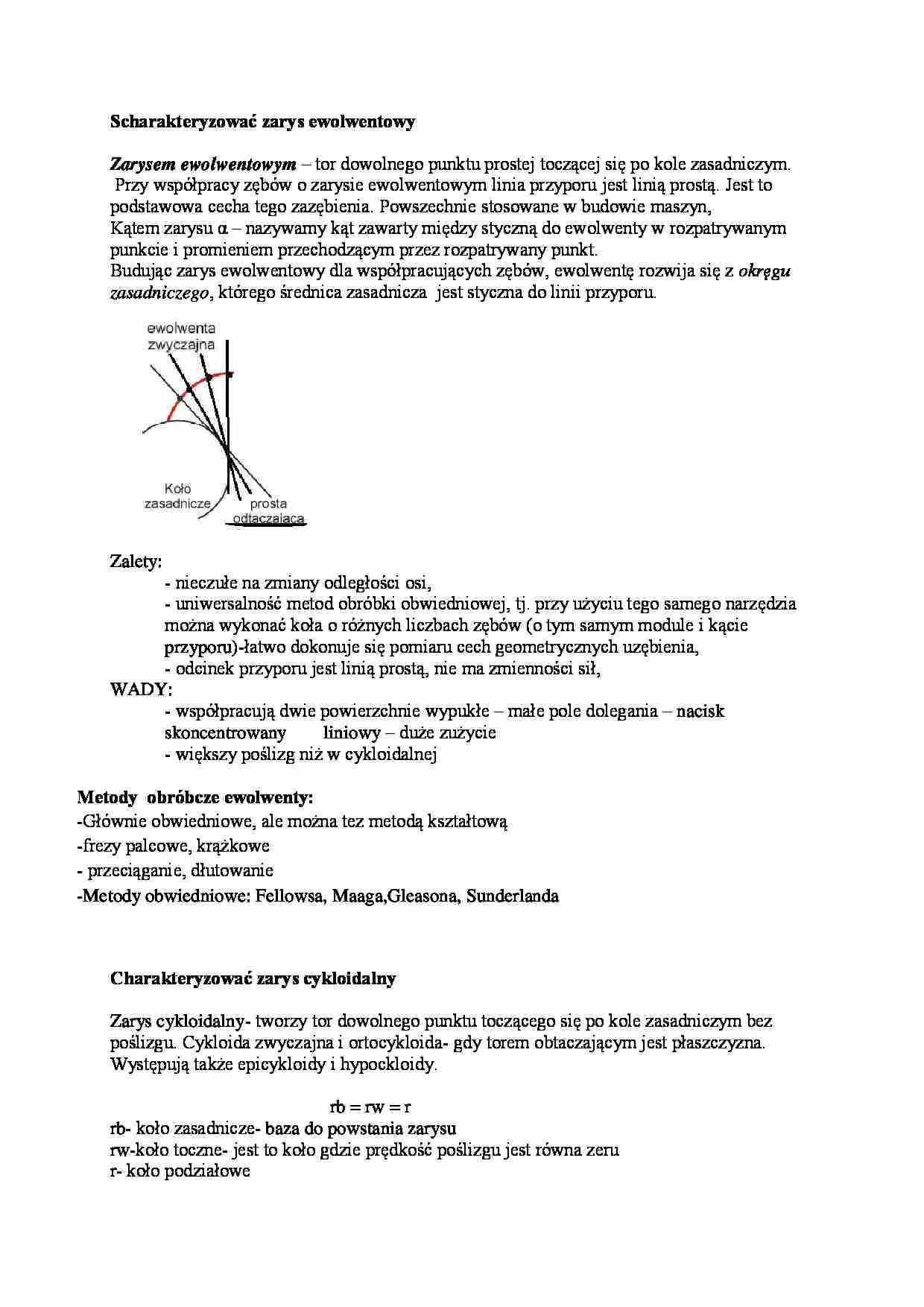 Zarys ewolwentowy i cykloidalny - wykład - strona 1