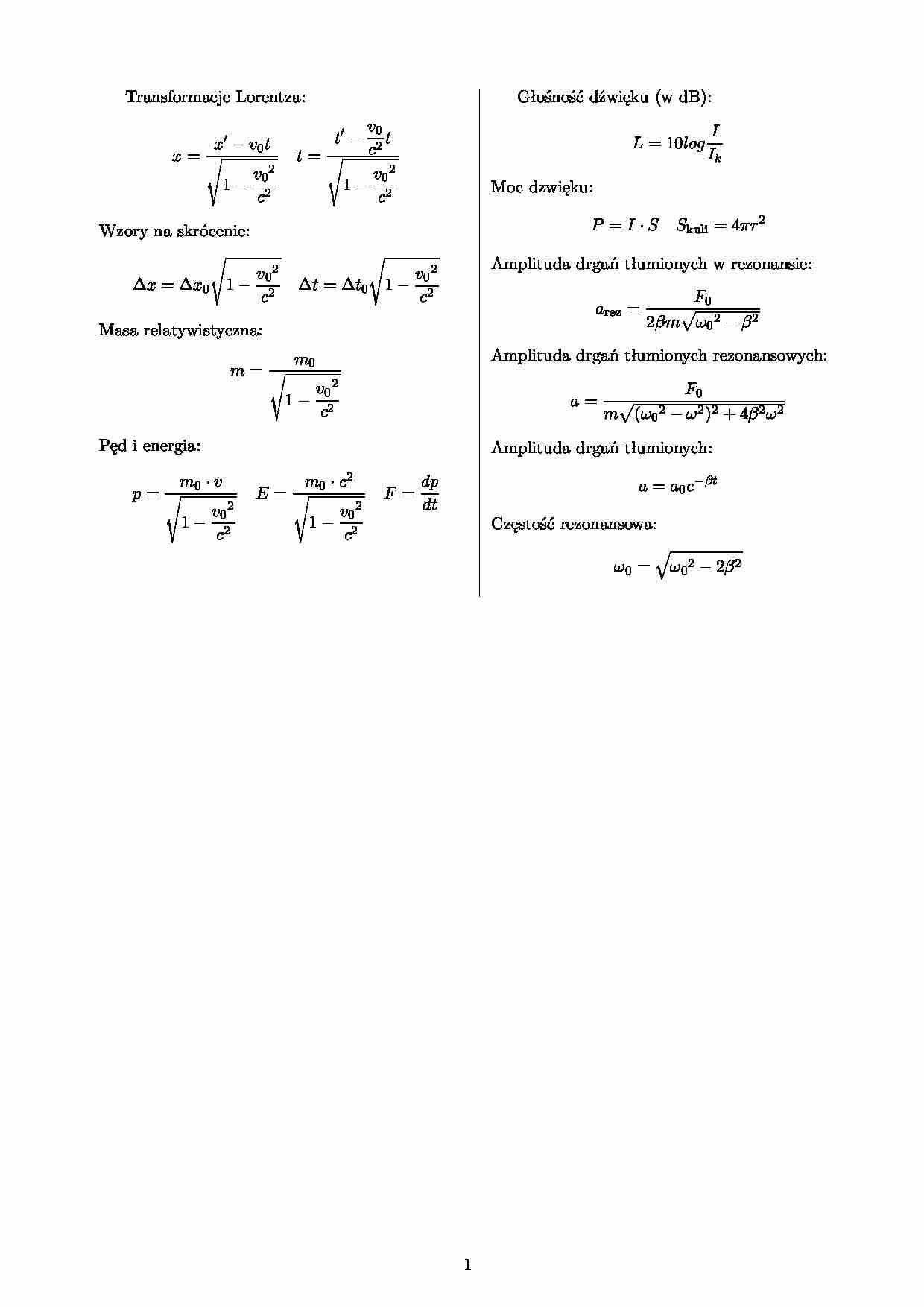 Wzory z fizyki - wykład - strona 1