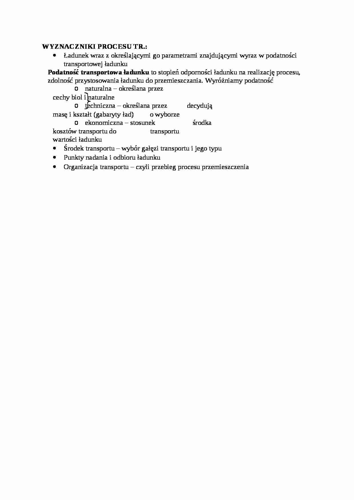 Wyznaczniki procesu transportu - opis - strona 1