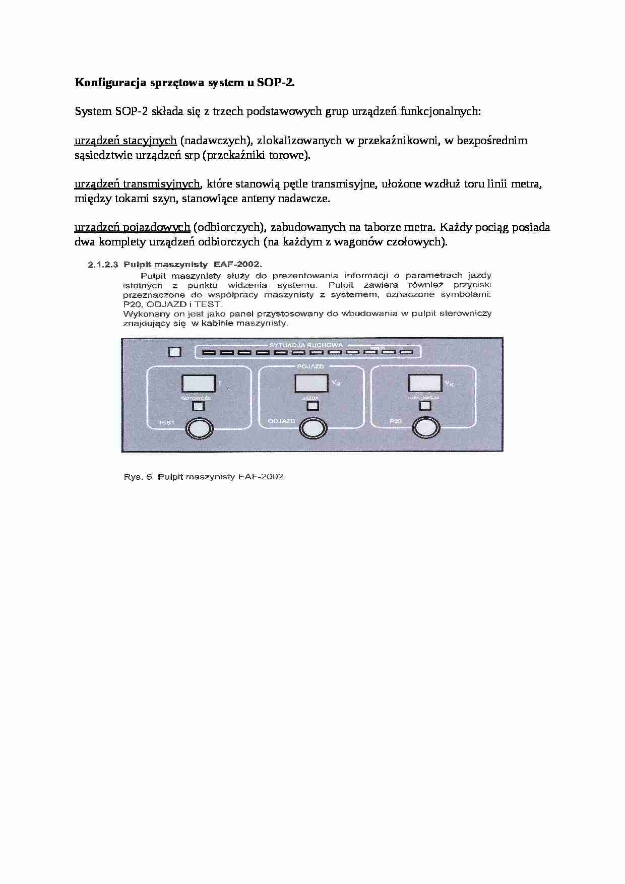 Konfiguracja sprzętowa system u SOP - opis - strona 1