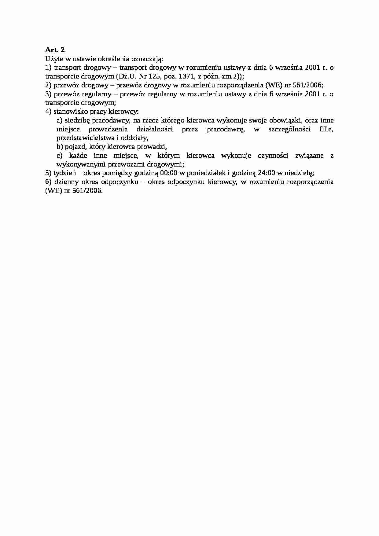 Art. 2. - transport drogowy i przewóz - strona 1