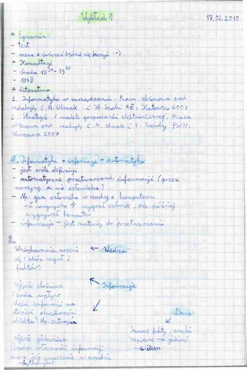 Technologia informatyczna - notatki z wykładów z całego semestru - strona 1