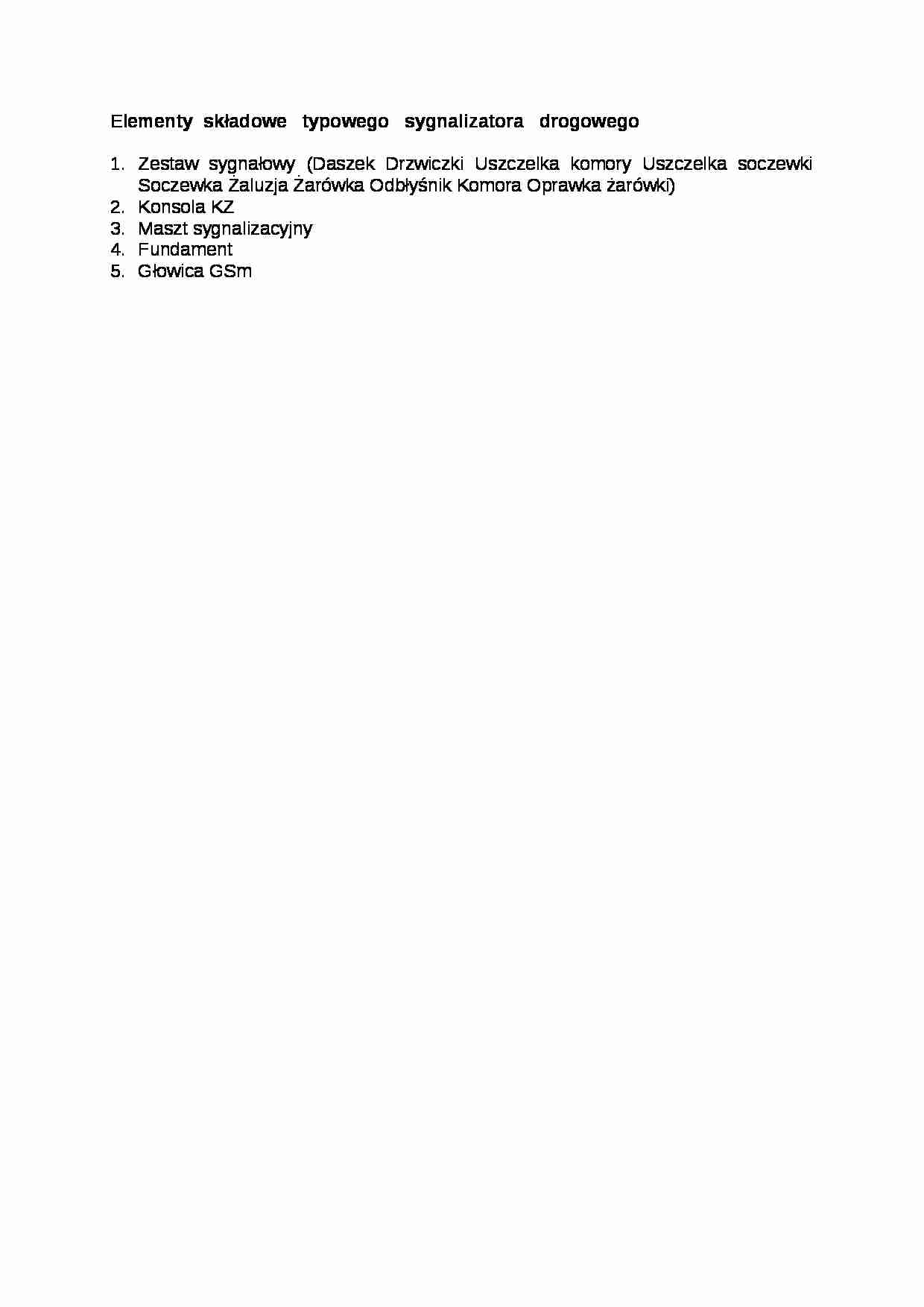 Elementy składowe typowego sygnalizatora drogowego - strona 1