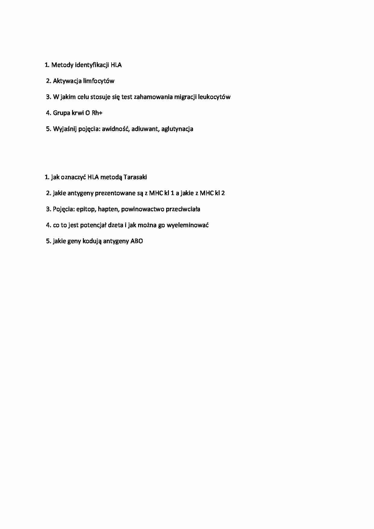Immunologia - kolokwium 2 - strona 1
