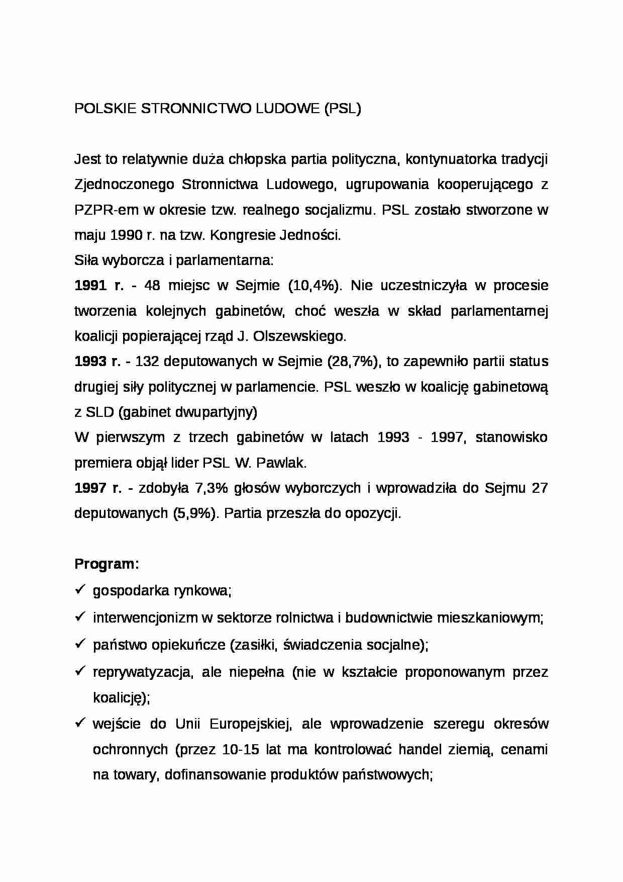 Opracowanie - Polskie Stronnictwo Ludowe - strona 1