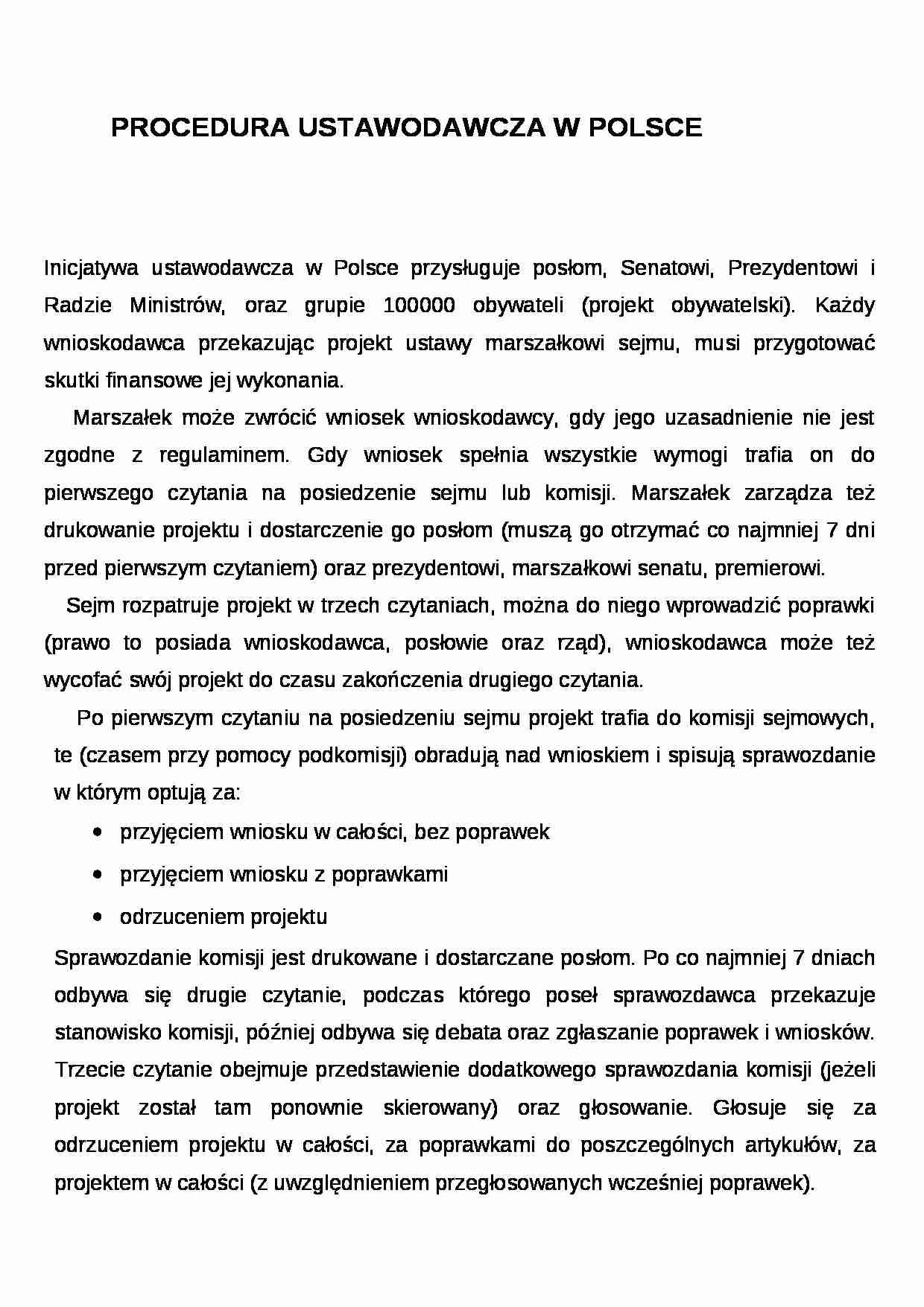 Wykład - procedura ustawodawcza w Polsce - strona 1