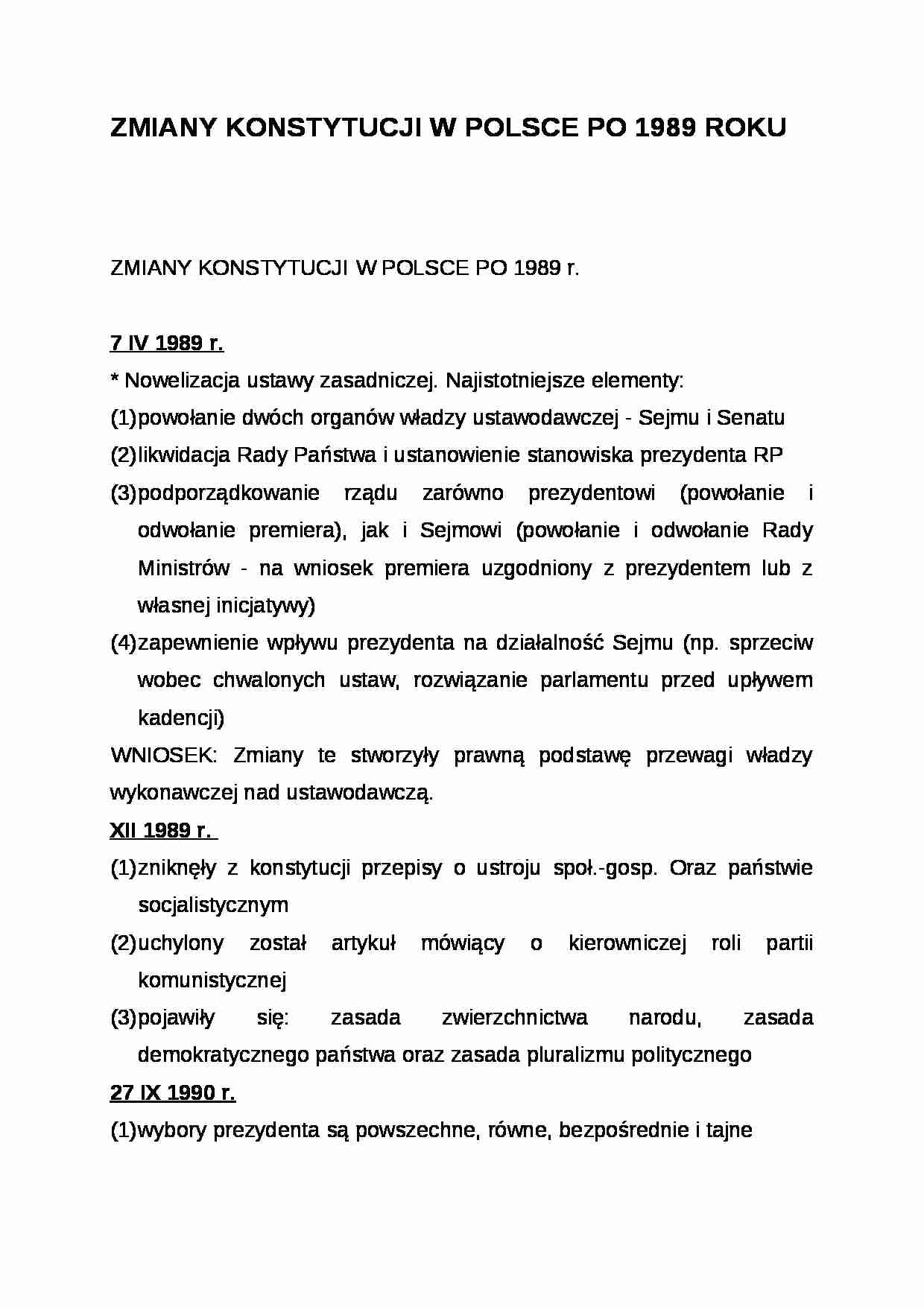 Wykład - zmiany konstytucyjne w Polsce po 1989 roku - strona 1