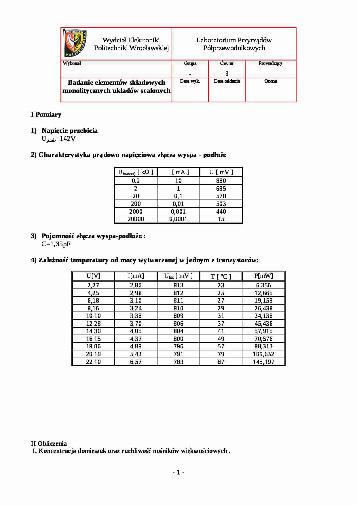 badanie elementów składowych monolitycznych układów scalonych - strona 1
