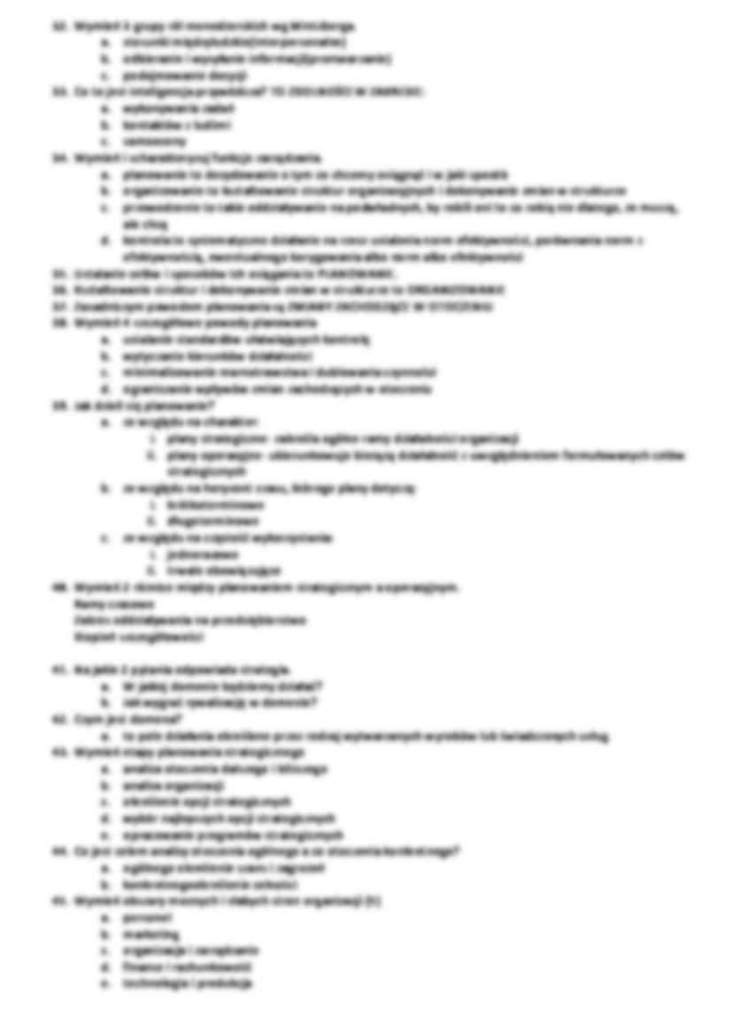 Podstawy zarządzania - zagadnienia na egzamin - strona 3