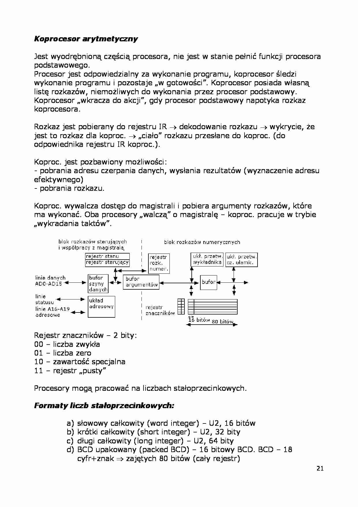 koprocesor arytmetyczny - omówienie - strona 1