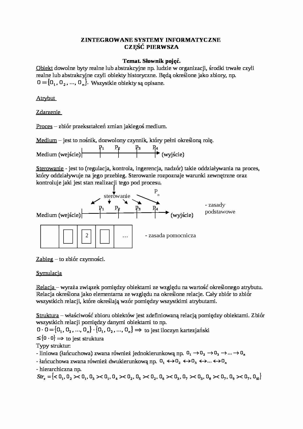 Zintegrowane systemy informatyczne  - pojęcia - omówienie - strona 1
