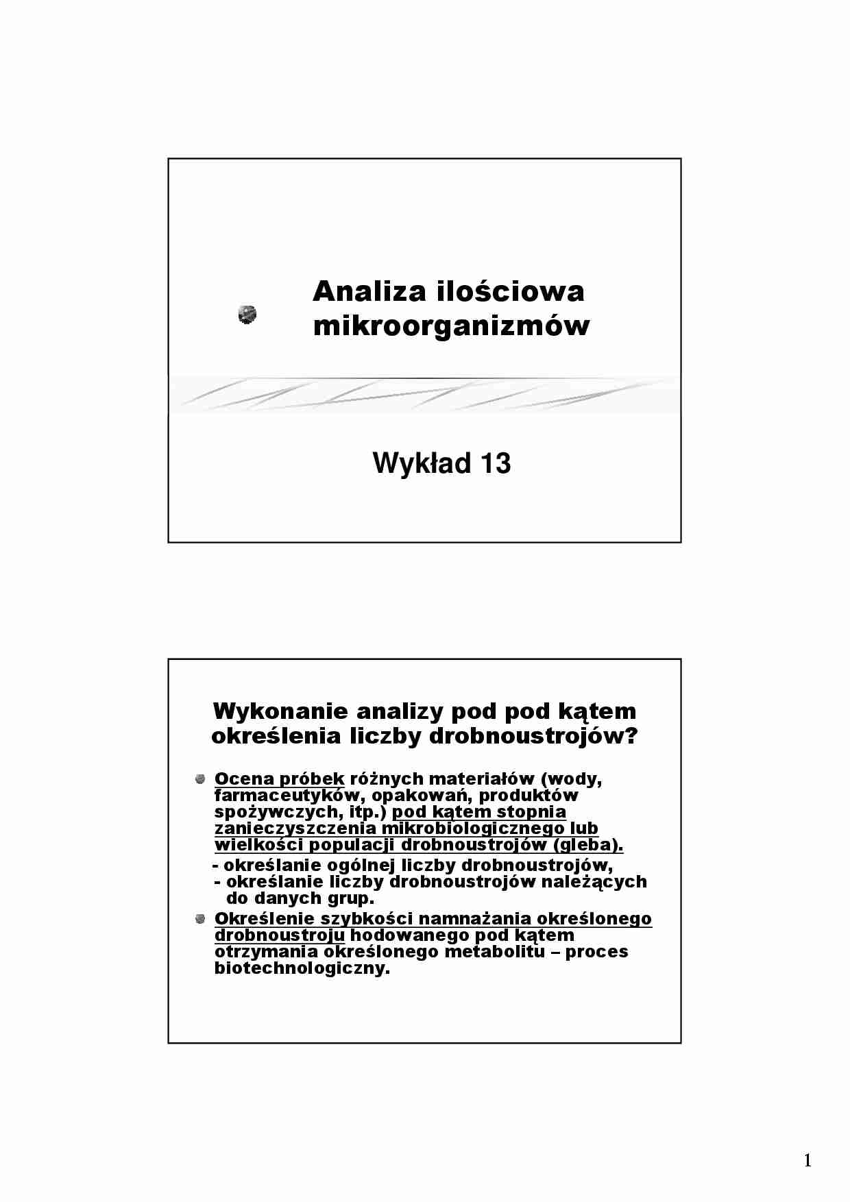 Mikrobiologia- wykład 13- analiza ilościowa - strona 1