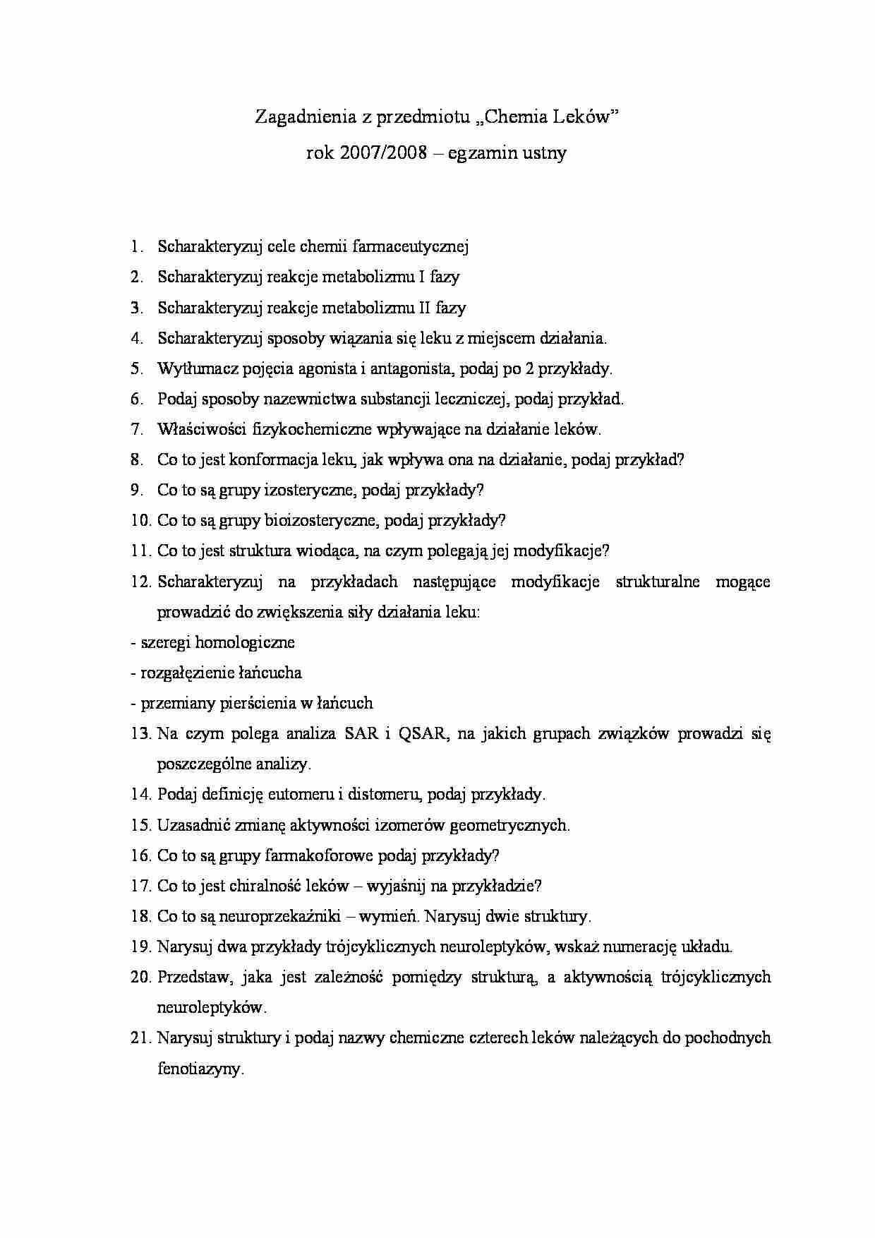 chemia leków - metabolizm - strona 1