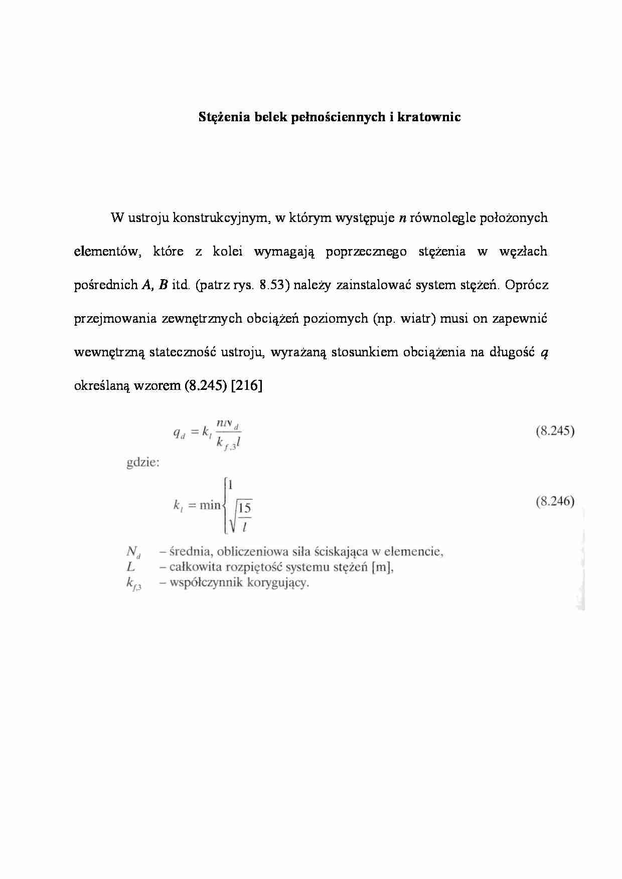 Stężenia belek pełnościennych i kratownic - wykład - strona 1