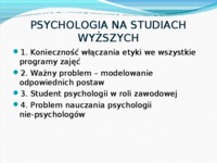 Problemy etyczne w nauczaniu psychologii - prezentacja