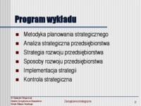 Zarządzanie strategiczne - wykład 1