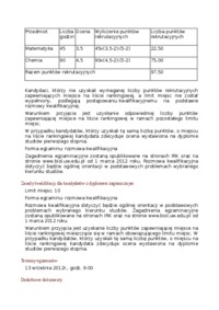 Zasady kwalifikacji na stopnia drugiego stopnia, Ochrona środowiska, Uniwersytet Warszawski, Warszawa.