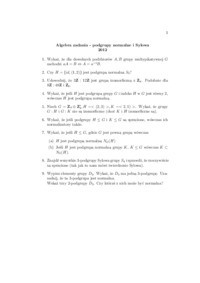 Algebra zadania- podgrupy normalne i Sylowa