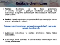 Reakcje chemiczne w chemii