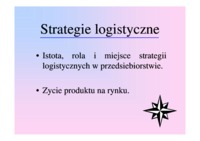Wykład 1, strategie logistyczne