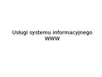 Usługi systemu informacyjnego WWW