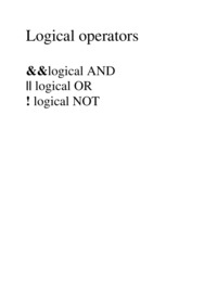 Logical operators  - overview