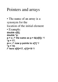 Pointers and arrays