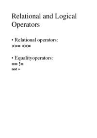 Relational and Logical Operators