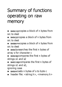 Summary of functions operating on raw memory
