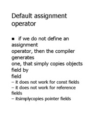Default assignment operator