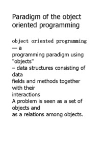 Paradigm of the object oriented programming