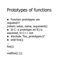 Prototypes of functions
