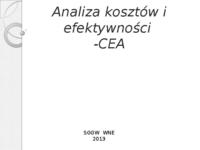 Analiza kosztów i efektywności (CEA) - prezentacja na ćwiczenia z metod oceny projektów